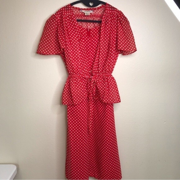 Vintage Gay Gibson Two Piece Red Polka Dot Sheath Dress and Jacket Womens Small - Picture 15 of 16